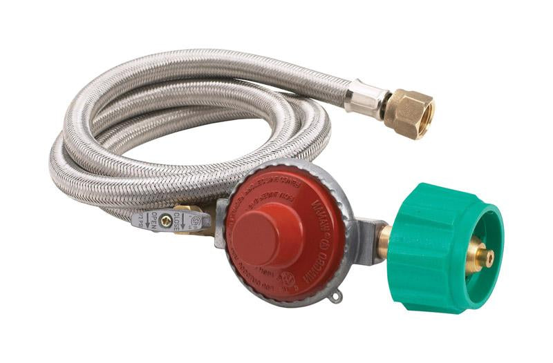 Bayou Classic Stainless Steel Gas Line Hose and Regulator For Gas