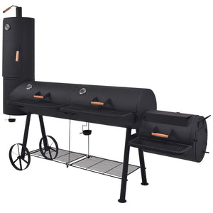 BBQ Charcoal Smoker with Bottom Shelf Black Heavy XXL