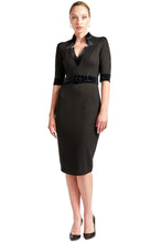 Load image into Gallery viewer, Nicola Sheath Dress - Elbow sleeve, notch neck Ponte dress with
