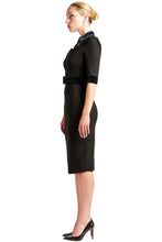 Load image into Gallery viewer, Nicola Sheath Dress - Elbow sleeve, notch neck Ponte dress with
