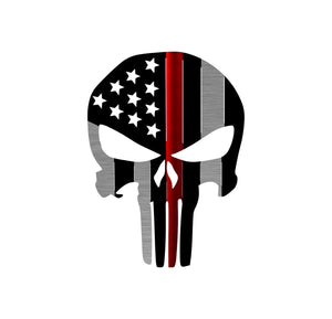 Precision Metal Art PUNISHER-24THINRED 24 in. Patriotic Punisher Symbo