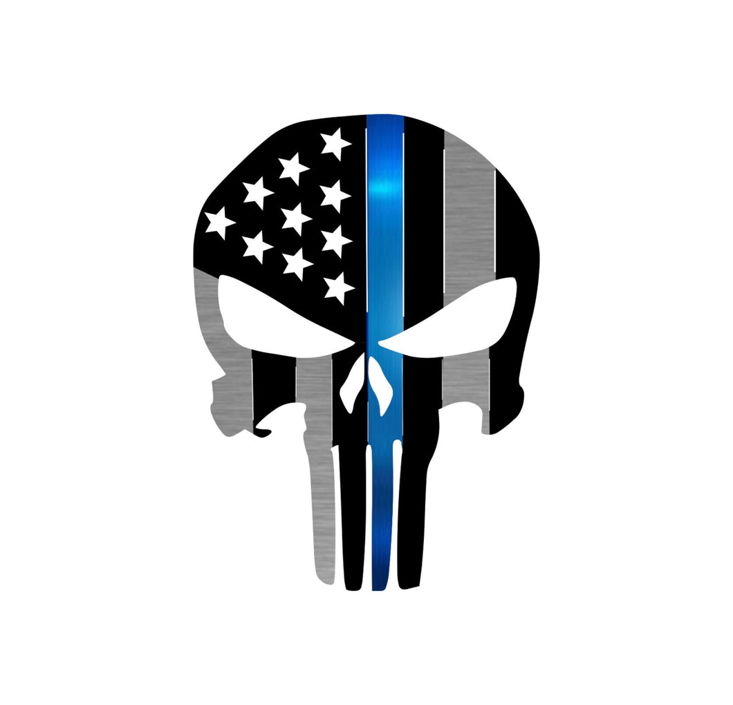 Precision Metal Art PUNISHER-36THINBLUE 36 in. Patriotic Punisher Symb